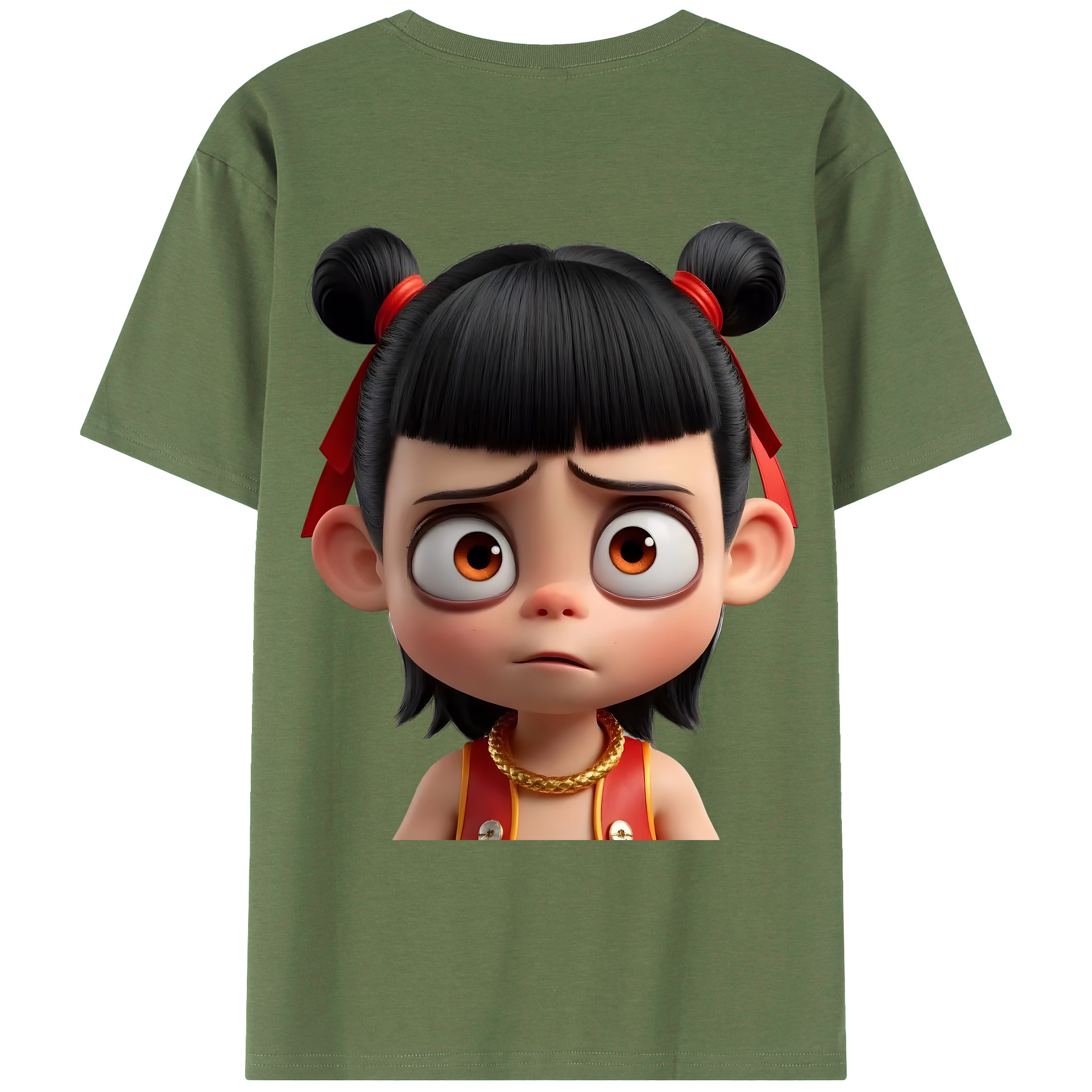 （画像用） Ne Zha 2 ナタ 魔童の大暴れ 綿100％ メンズ半袖Tシャツ（バックプリント） 通気性